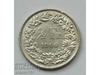 1/2 Franc Silver Switzerland 1960 B - Silver Coin #110