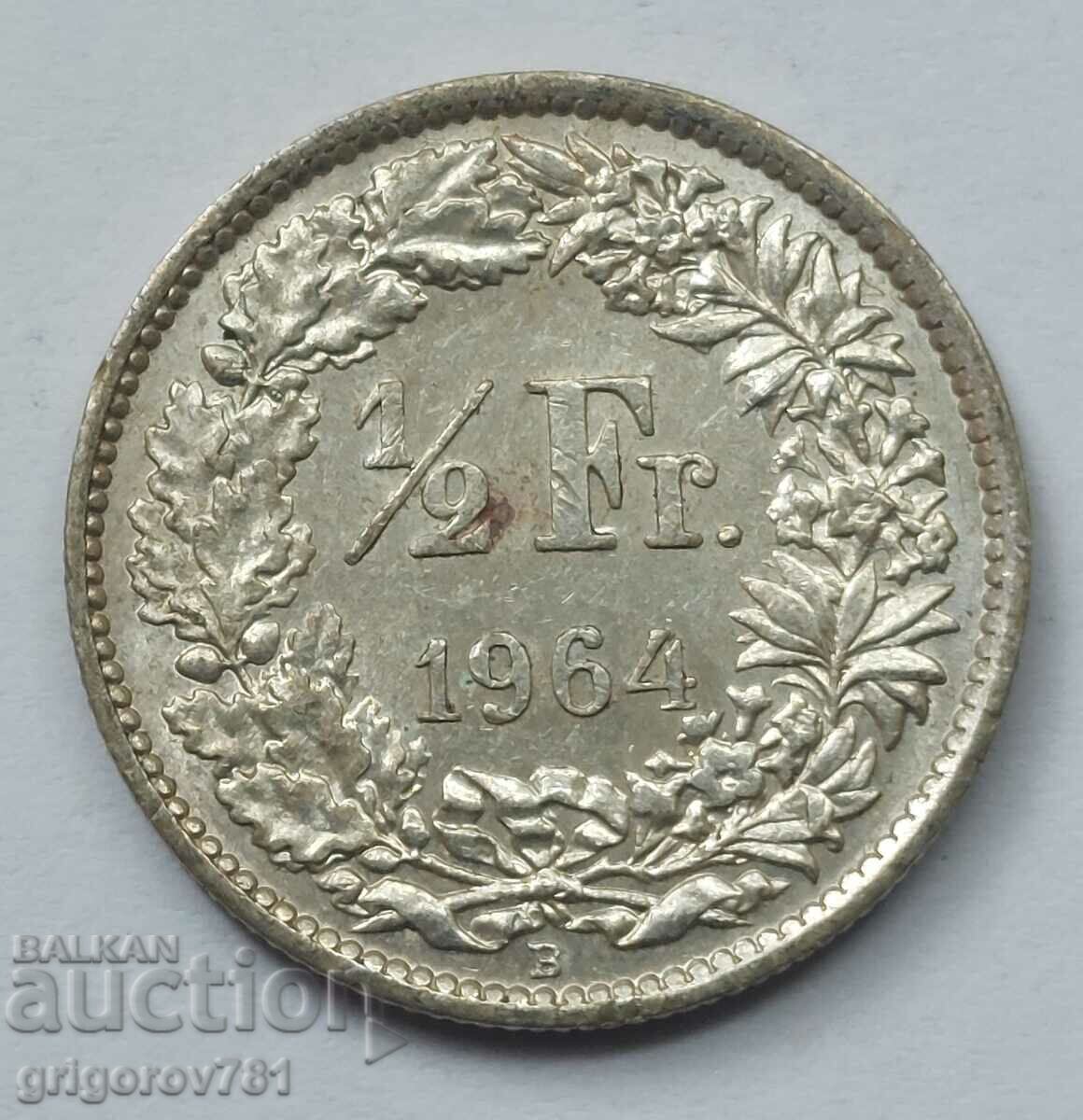 1/2 Franc Silver Switzerland 1964 B - Silver Coin #111