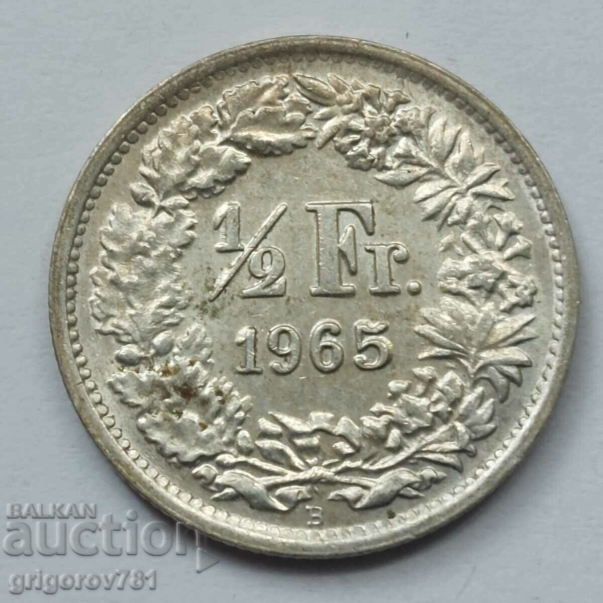 1/2 Franc Silver Switzerland 1965 B - Silver Coin #112