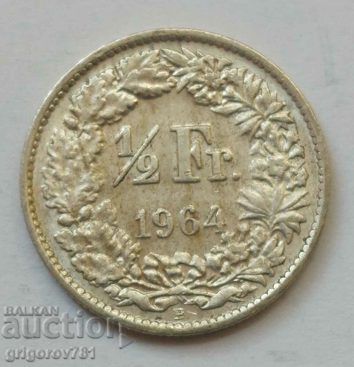 1/2 Φράγκο Ασήμι Ελβετία 1964 Β - Ασημένιο νόμισμα #117