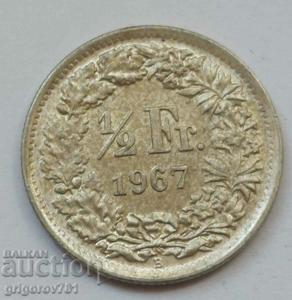 1/2 Franc Argint Elveția 1967 B - Monedă de argint #118