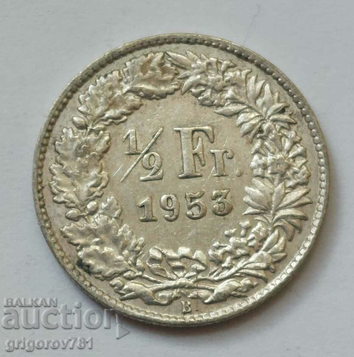 1/2 Franc Argint Elveția 1953 B - Monedă de argint #120