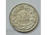 1/2 франк сребро Швейцария 1953 B - сребърна монета #120