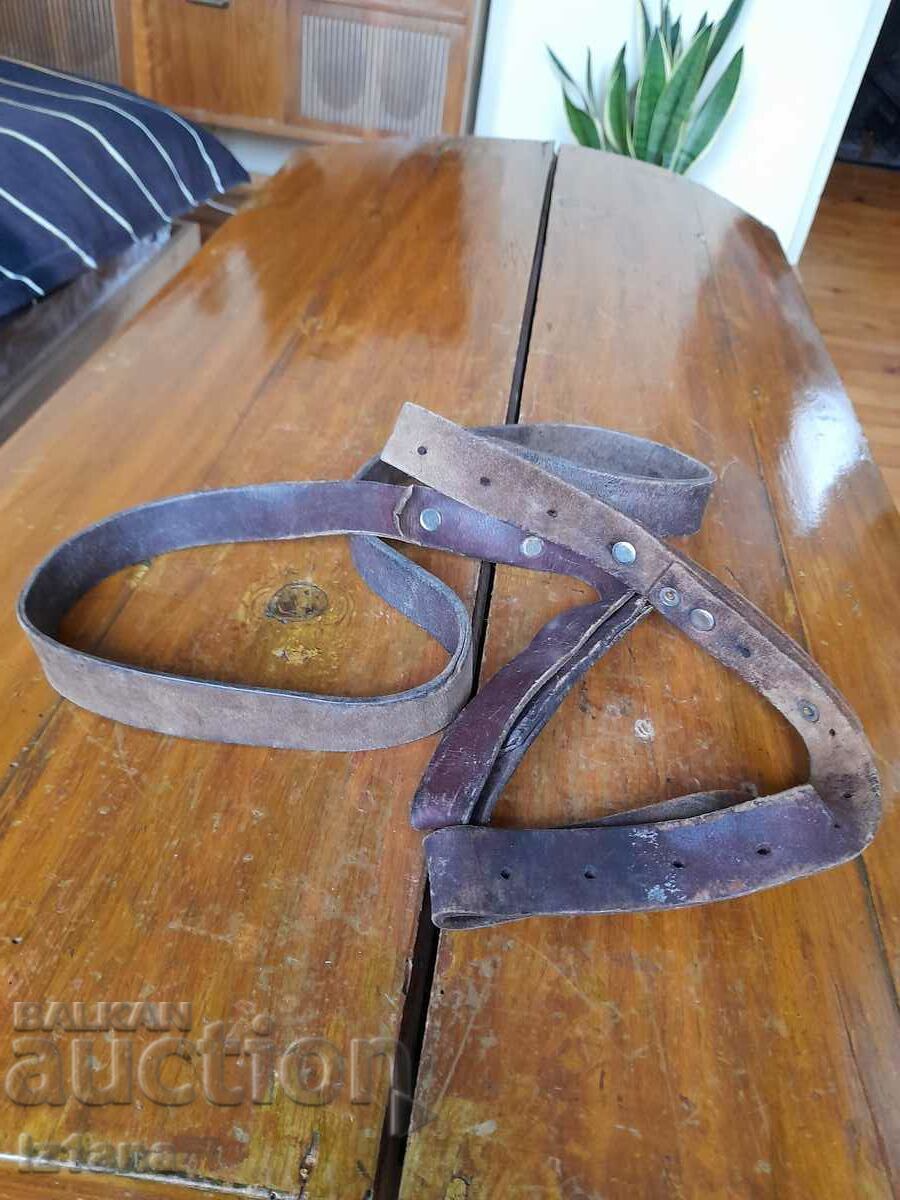 Old leather strap, rifle strap Old leather strap, rifle strap