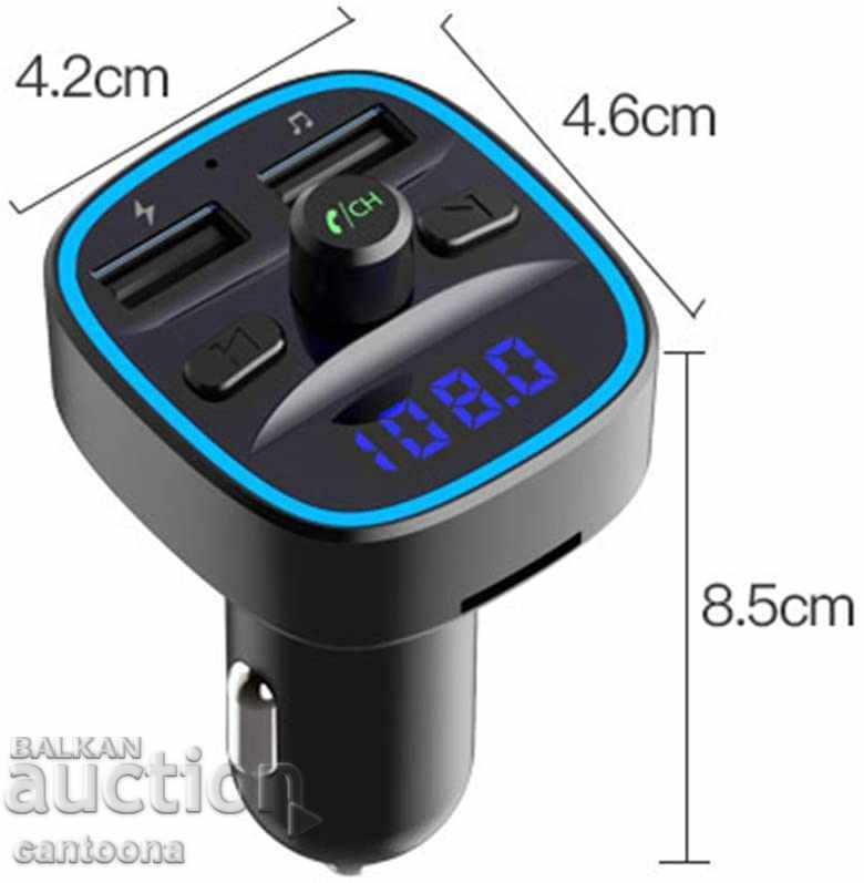 FM transmitter Bluetooth 5.0, T25, VOLTMETER, MP3, micro SD, - 5