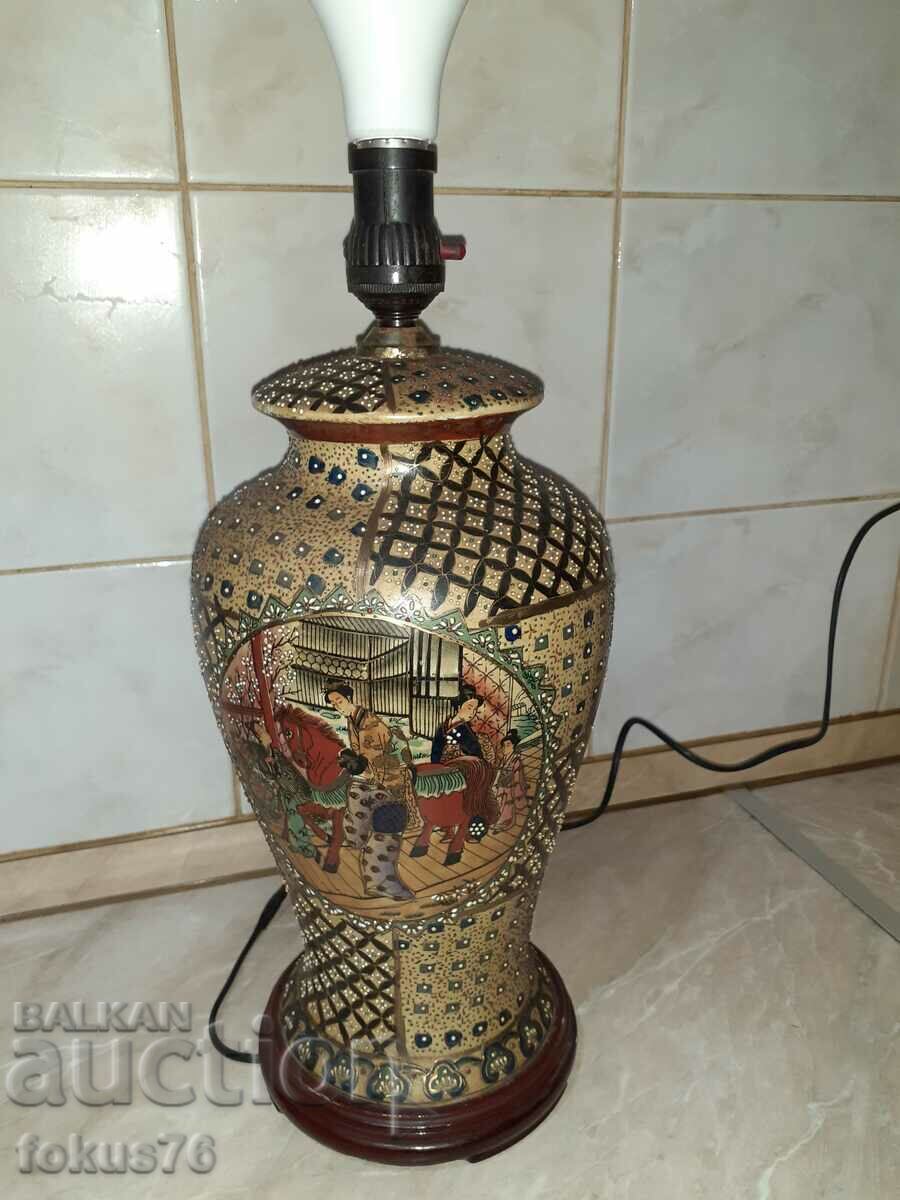 Great old satsuma porcelain china large lamp - 6