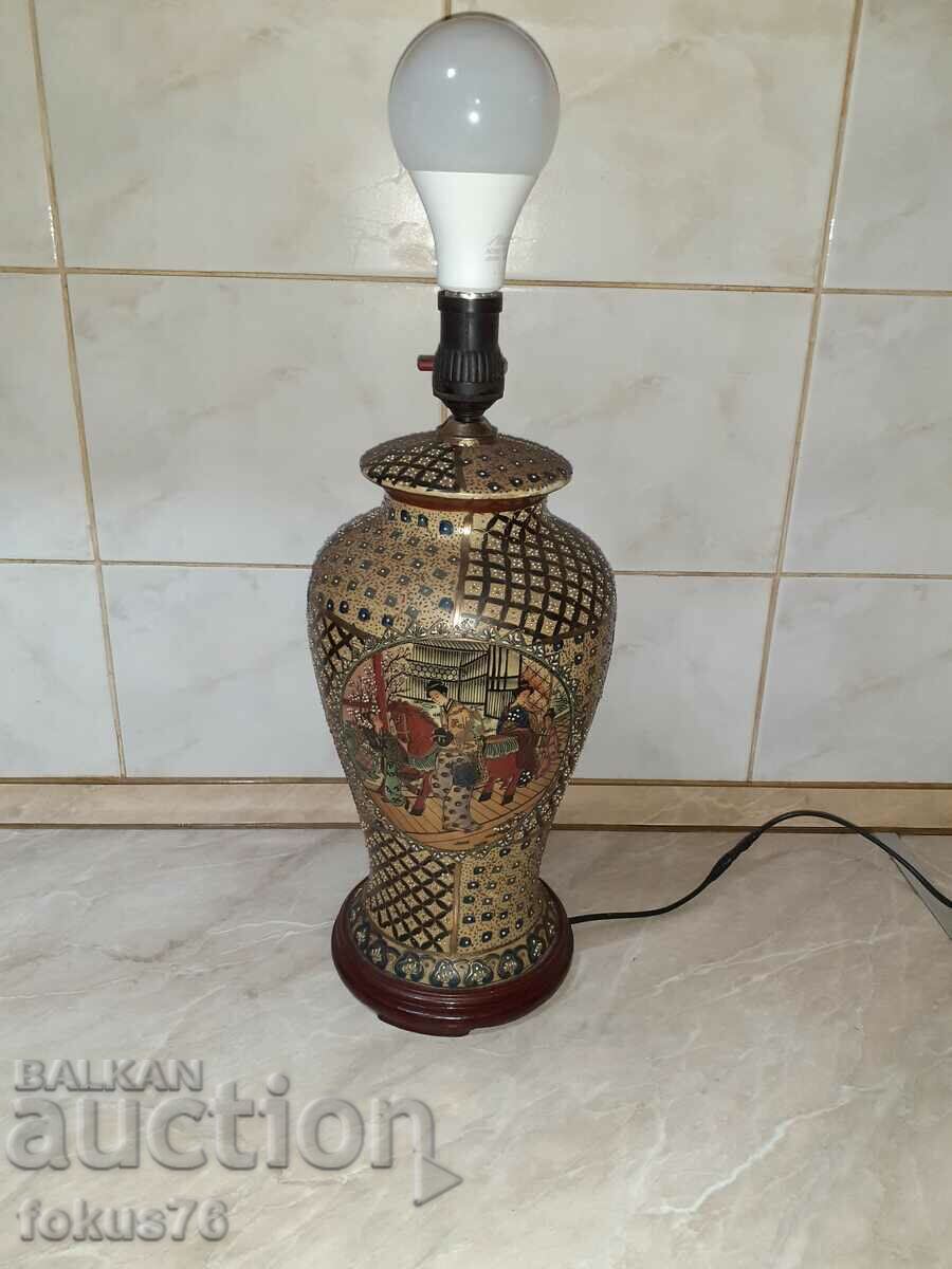 Great old satsuma porcelain china large lamp
