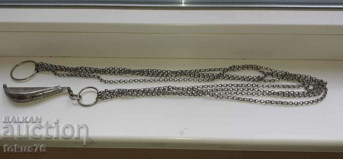 Licitație Un custek mare de argint otoman cu cuțit de buzunar