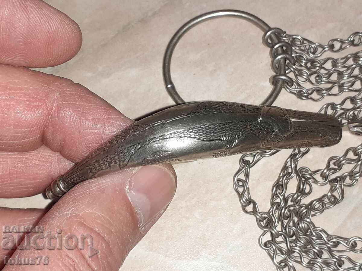 A great large Ottoman silver custek with pocket knife - 6