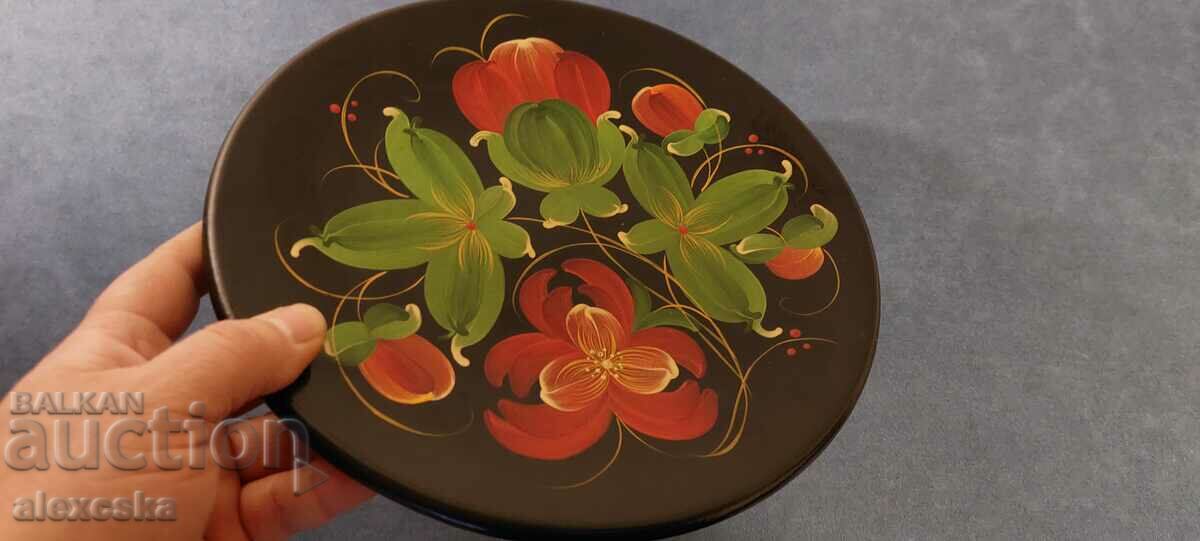 Painted wooden plate