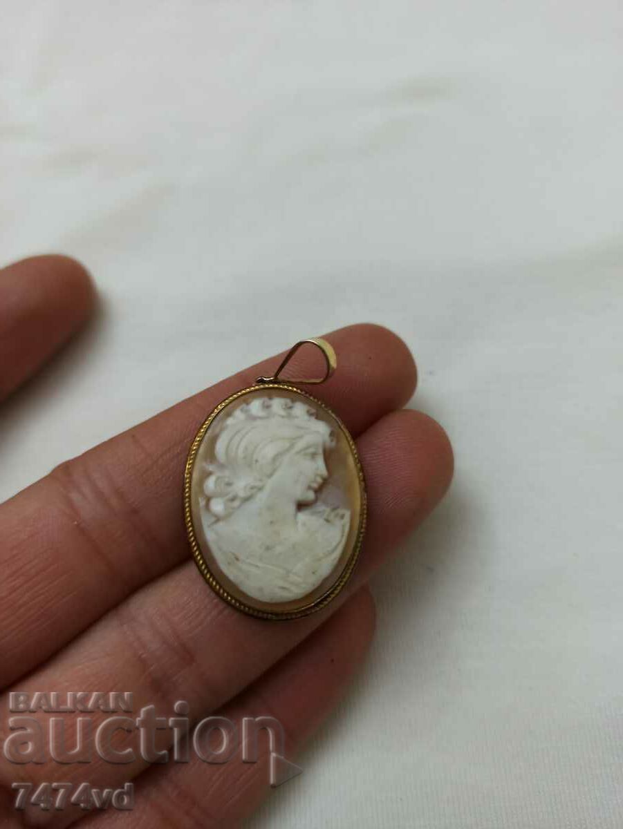 Silver old medallion-cameo - silver with gilding, marking - 5 Silver old medallion-cameo - silver with gilding, marking - 5