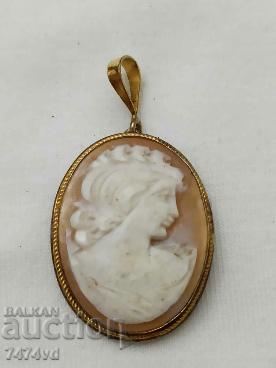 Silver old medallion-cameo - silver with gilding, marking Silver old medallion-cameo - silver with gilding, marking
