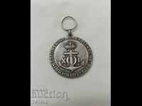 Silver old medal, anchor-crown, wreath, markings