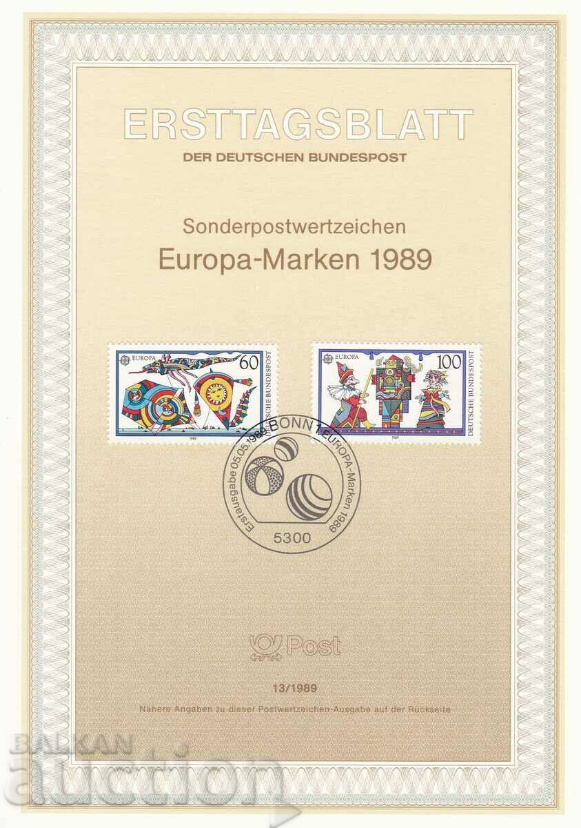Ersttagsblatt Germany Bonn 1989 Europa Sheet No. 13