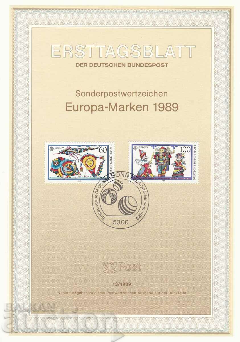 Ersttagsblatt Germany Bonn 1989 Europa Sheet No. 13 Ersttagsblatt Germany Bonn 1989 Europa Sheet No. 13