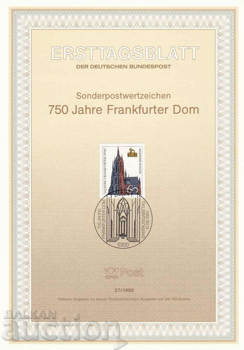 Ersttagsblatt Германия Bonn 1989 Първодневен лист № 27 Ersttagsblatt Германия Bonn 1989 Първодневен лист № 27