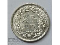 1/2 франк сребро Швейцария 1967 B - сребърна монета #161