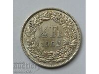 1/2 Franc Silver Switzerland 1962 B - Silver Coin #162