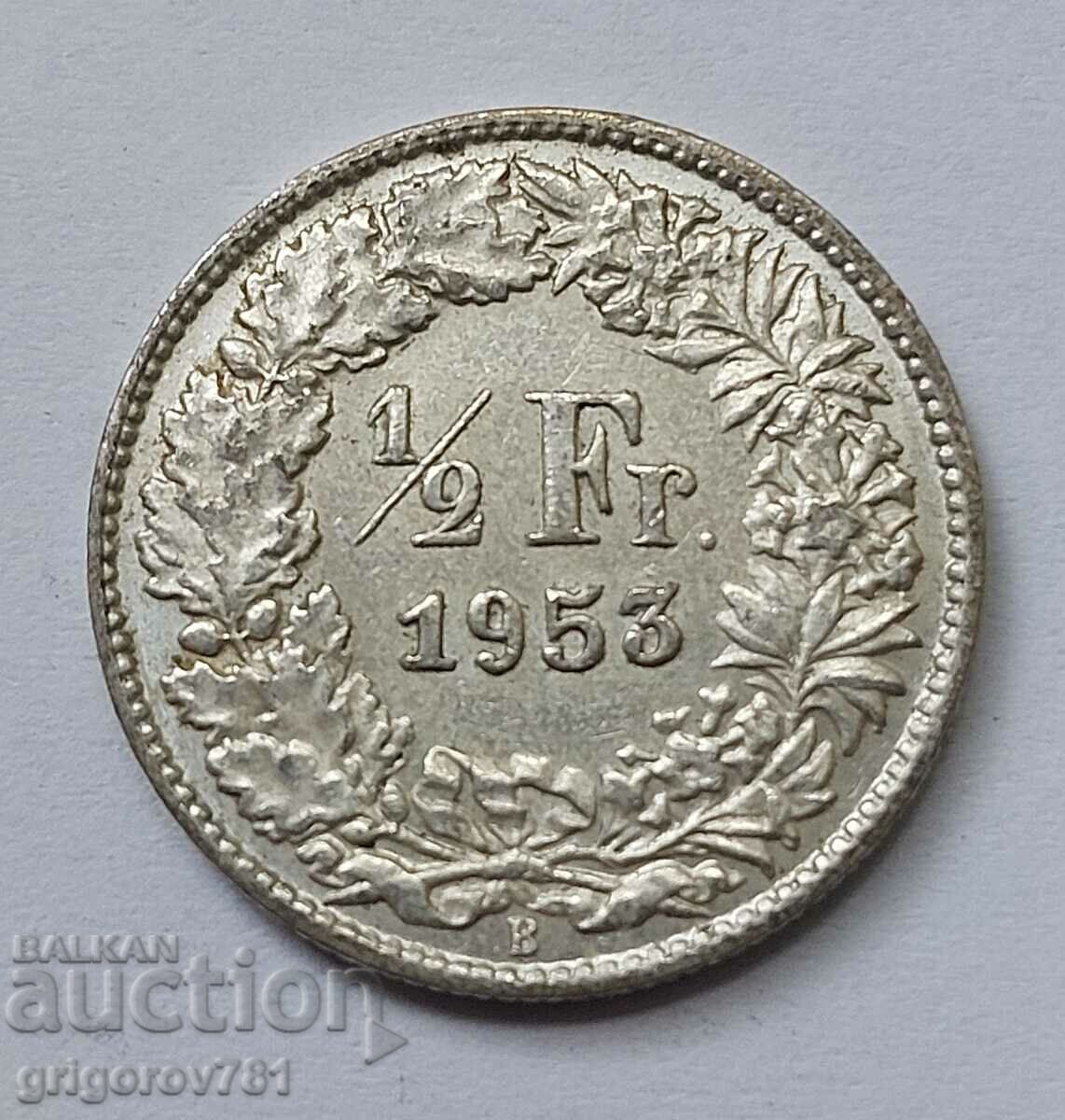 1/2 Franc Silver Switzerland 1953 B - Silver Coin #163
