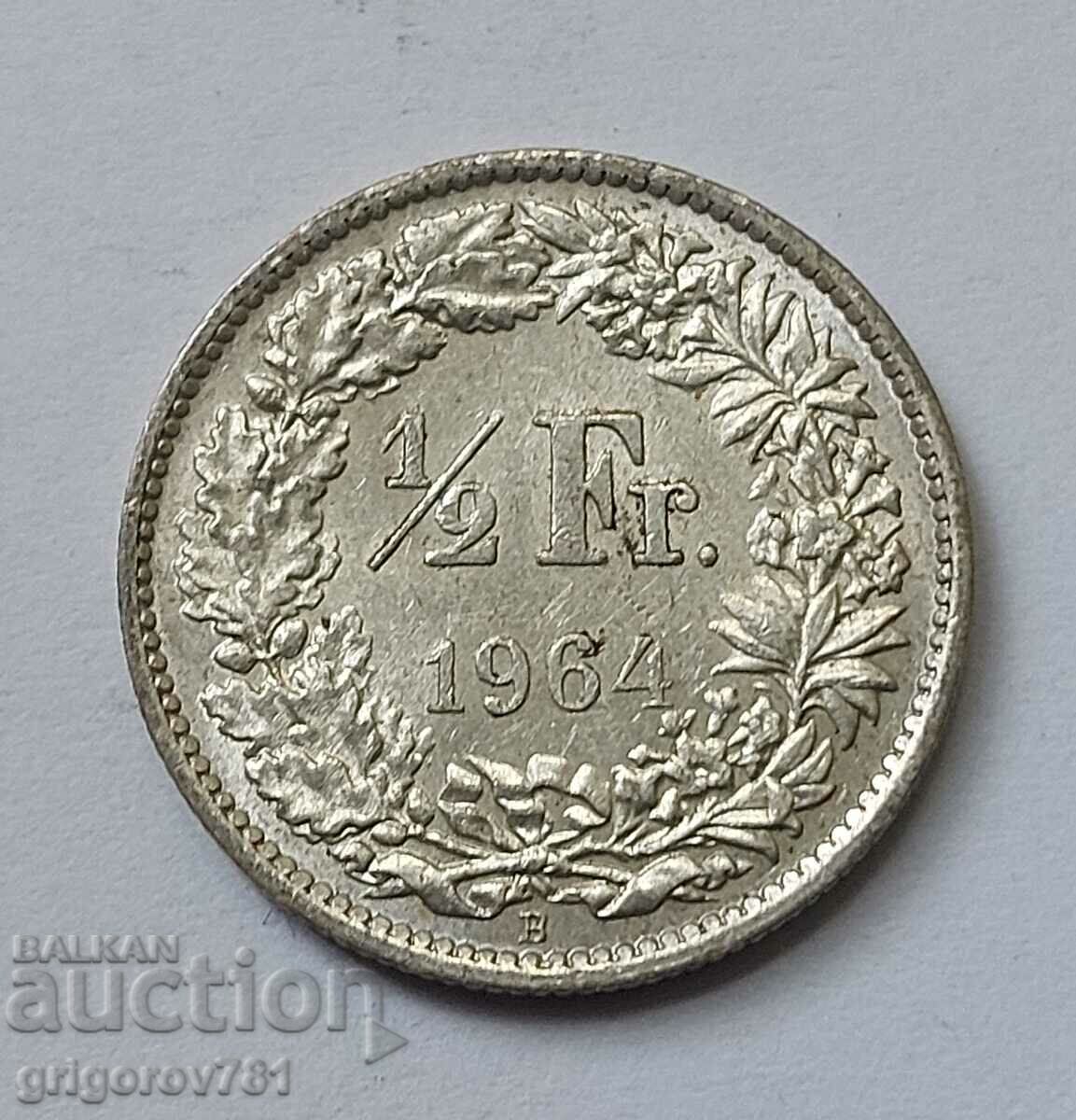 1/2 Φράγκο Ασήμι Ελβετία 1964 Β - Ασημένιο νόμισμα #164