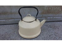 large enamel cream teapot retro vintage