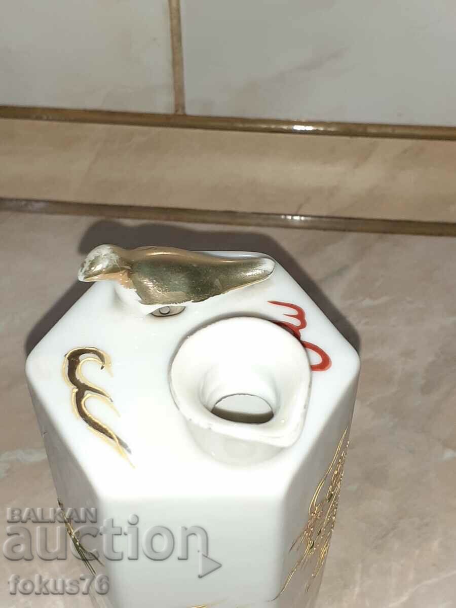 Auction Old Japanese playing sake jug hand painted porcelain Auction Old Japanese playing sake jug hand painted porcelain