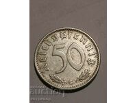 50 Pfennig 1944 G Karlsruhe Germania extrem de rar.