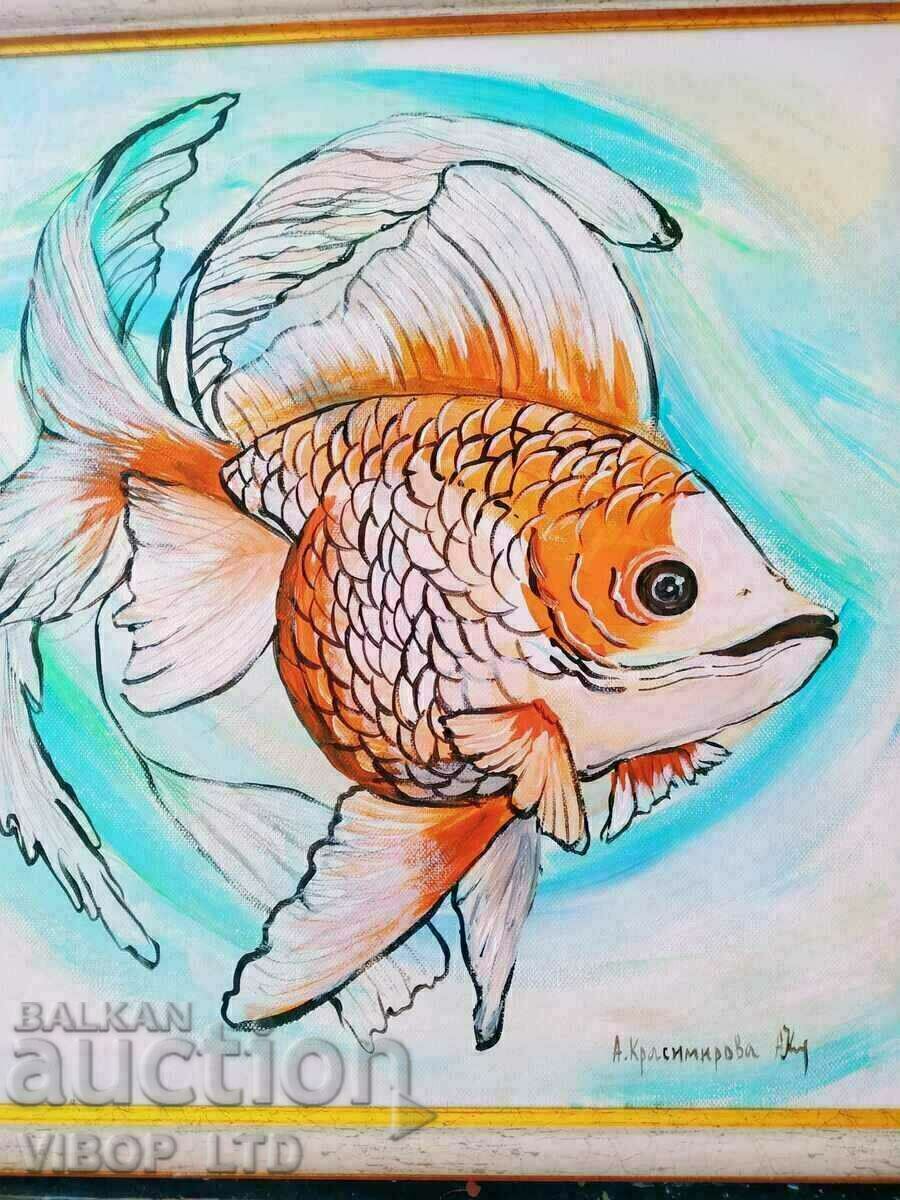 Large painting "THE GOLDFISH", canvas, artist
