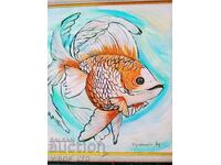 Large painting "THE GOLDFISH", canvas, artist