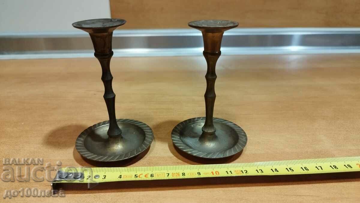 Old bronze candlesticks - 2 pcs.