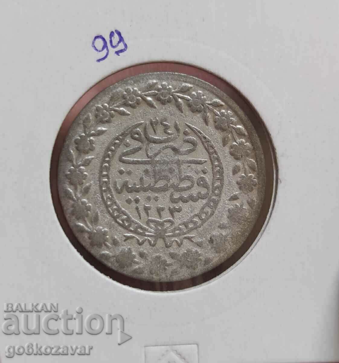Османска Империя 1 Куруш 1223-1808г Сребро цифра 24 R