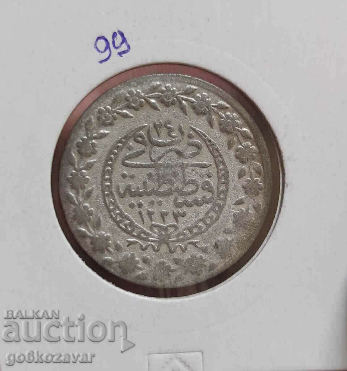 Ottoman Empire 1 Kurush 1223-1808 Silver figure 24 R