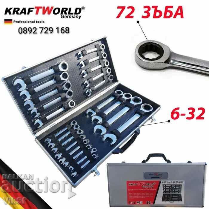 Ratchet Wrenches 6 to 32mm 22 parts Kraftworld