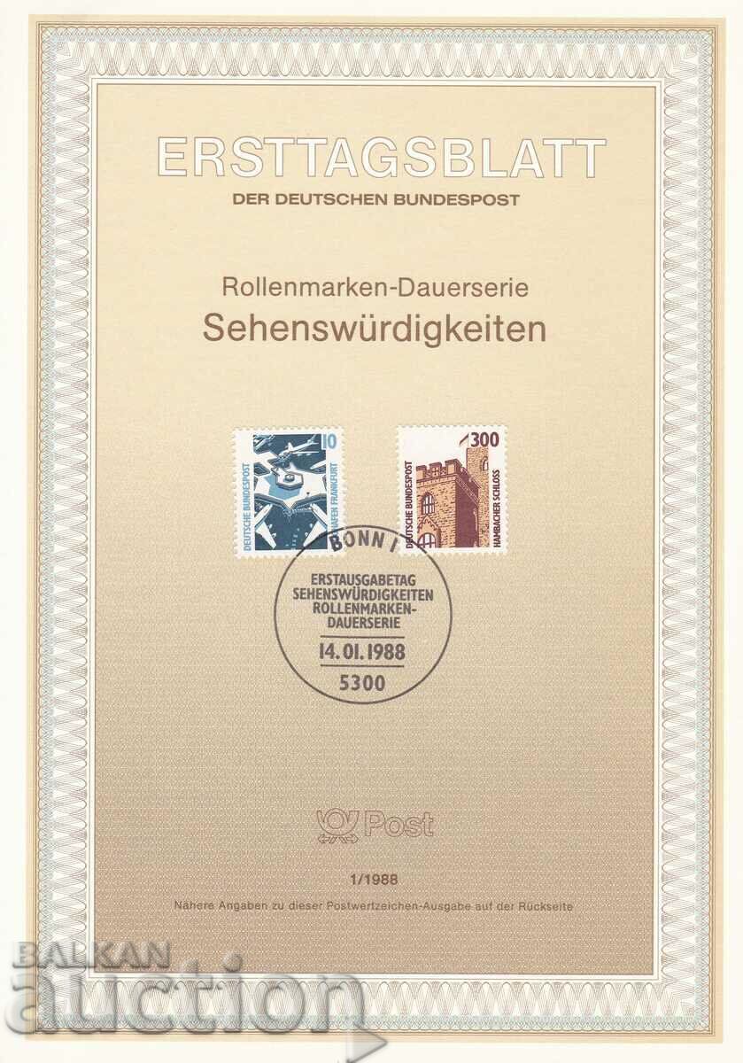 Ersttagsblatt Германия Bonn 1988 Първодневен лист № 1