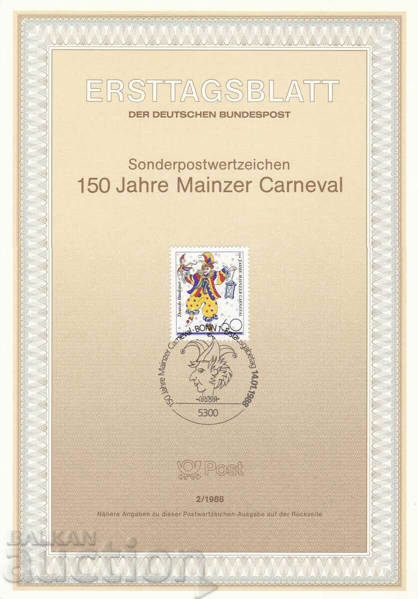 Ersttagsblatt Германия Bonn 1988 Първодневен лист № 2 Ersttagsblatt Германия Bonn 1988 Първодневен лист № 2
