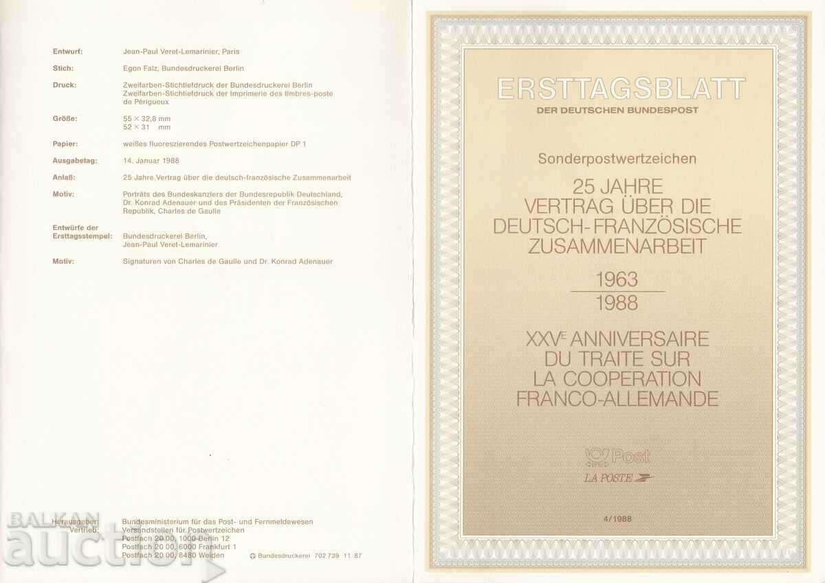 Auction Ersttagsblatt Germany Bonn 1988 First Day Sheet No. 4 Auction Ersttagsblatt Germany Bonn 1988 First Day Sheet No. 4