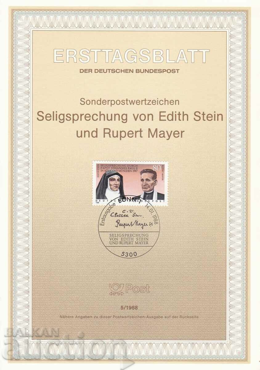 Ersttagsblatt Germany Bonn 1988 First Day Sheet No. 5