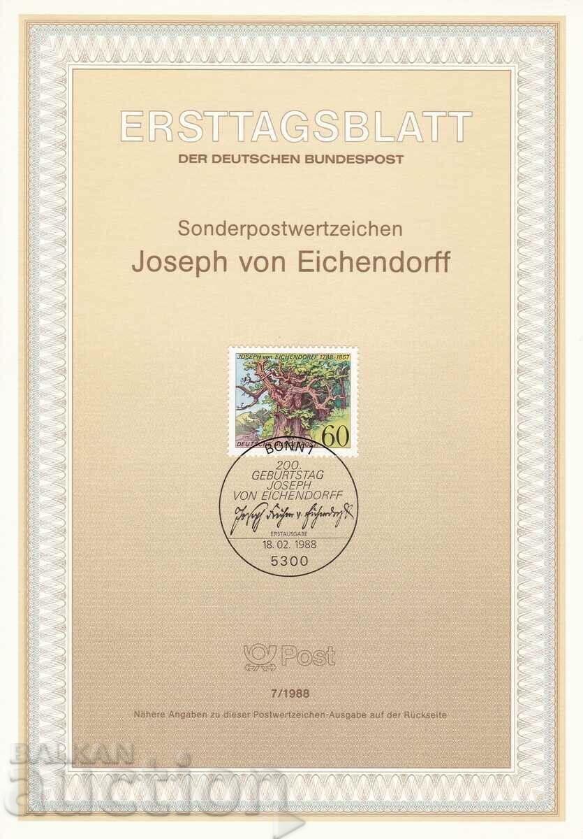 Ersttagsblatt Germany Bonn 1988 First Day Sheet No. 7 Ersttagsblatt Germany Bonn 1988 First Day Sheet No. 7