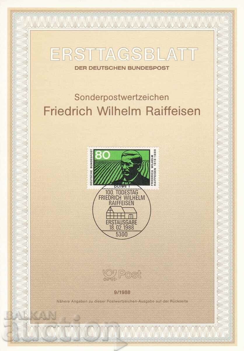 Ersttagsblatt Germania Bonn 1988 Foaia de prima zi nr. 9