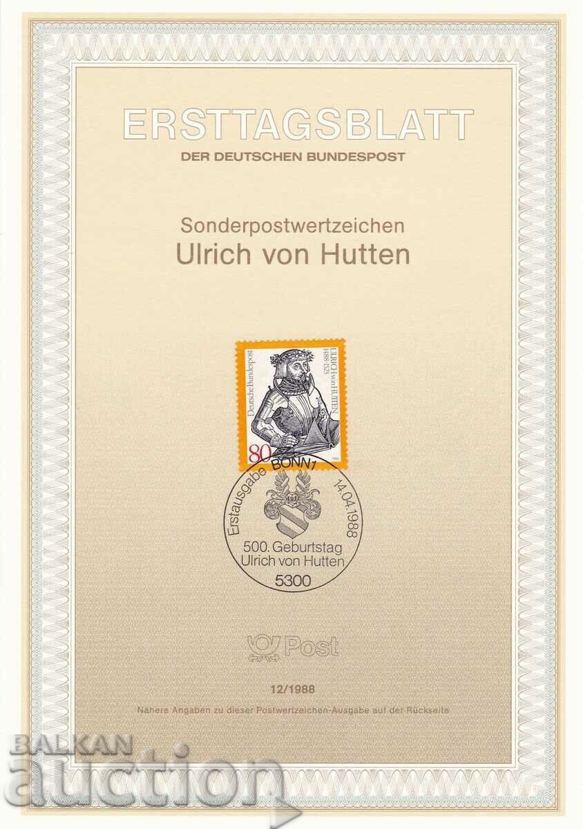 Ersttagsblatt Germany Bonn 1988 First Day Sheet No. 12