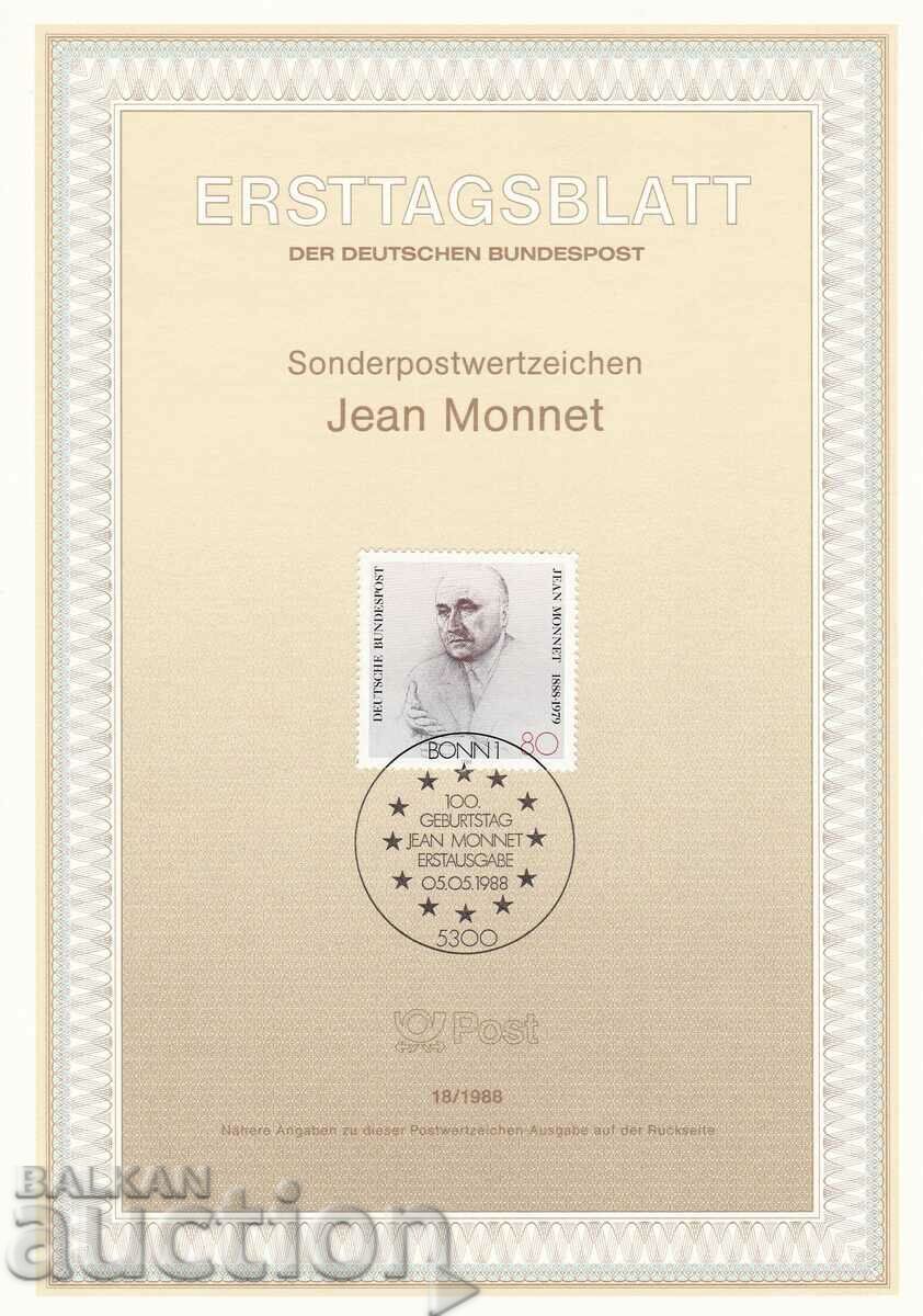 Ersttagsblatt Германия Bonn 1988 Първодневен лист № 18