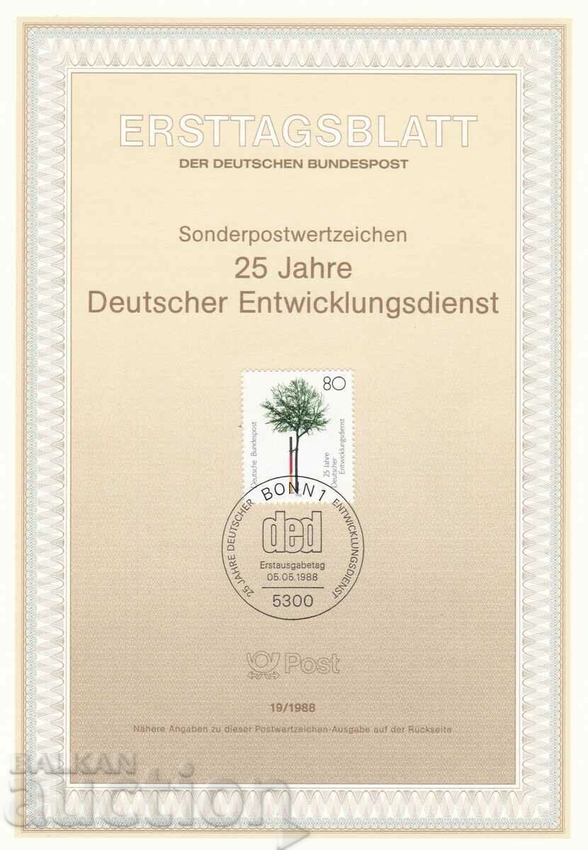 Ersttagsblatt Germania Bonn 1988 Foaia de prima zi nr. 19