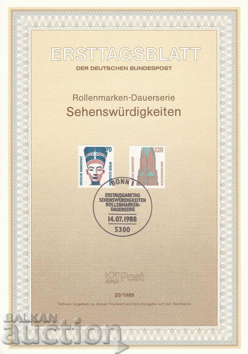 Ersttagsblatt Германия Bonn 1988 Първодневен лист № 20