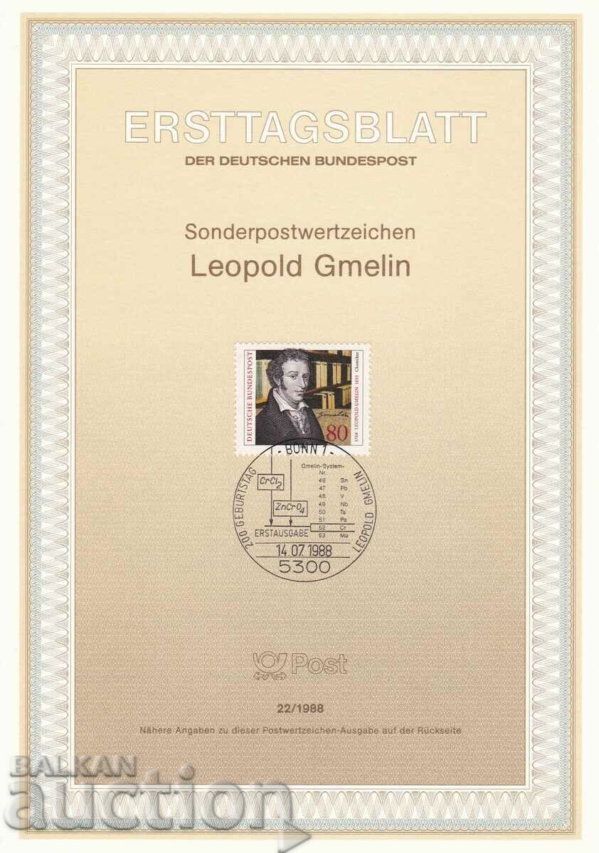 Ersttagsblatt Германия Bonn 1988 Първодневен лист № 22