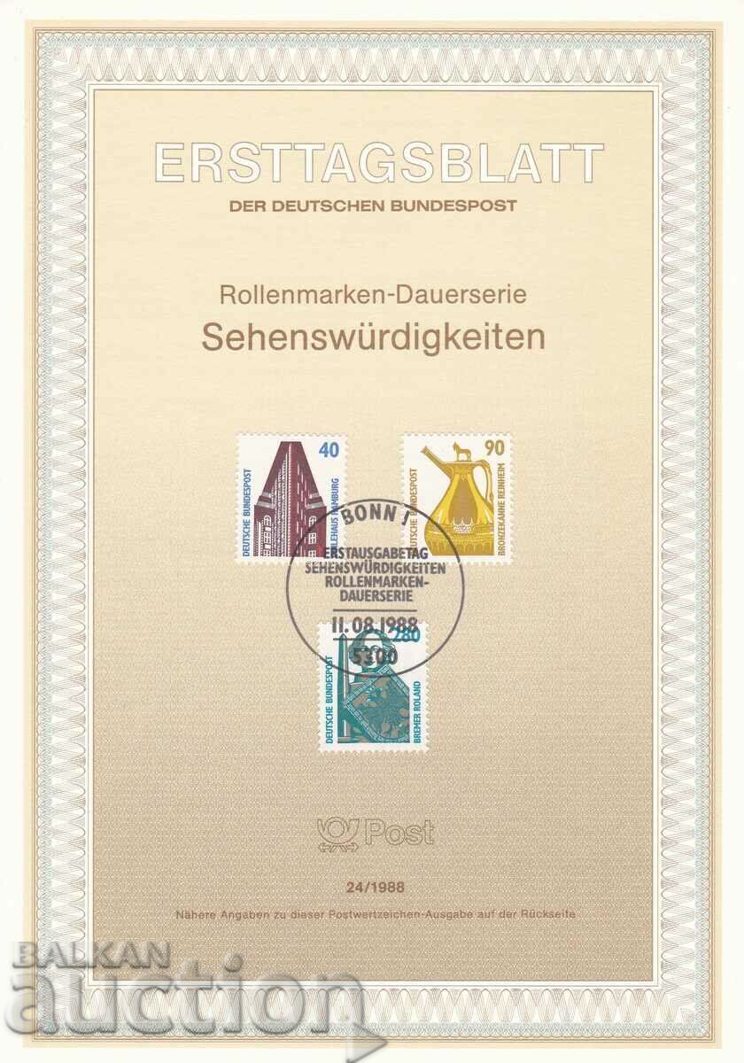 Ersttagsblatt Germania Bonn 1988 Foaia de prima zi nr. 24