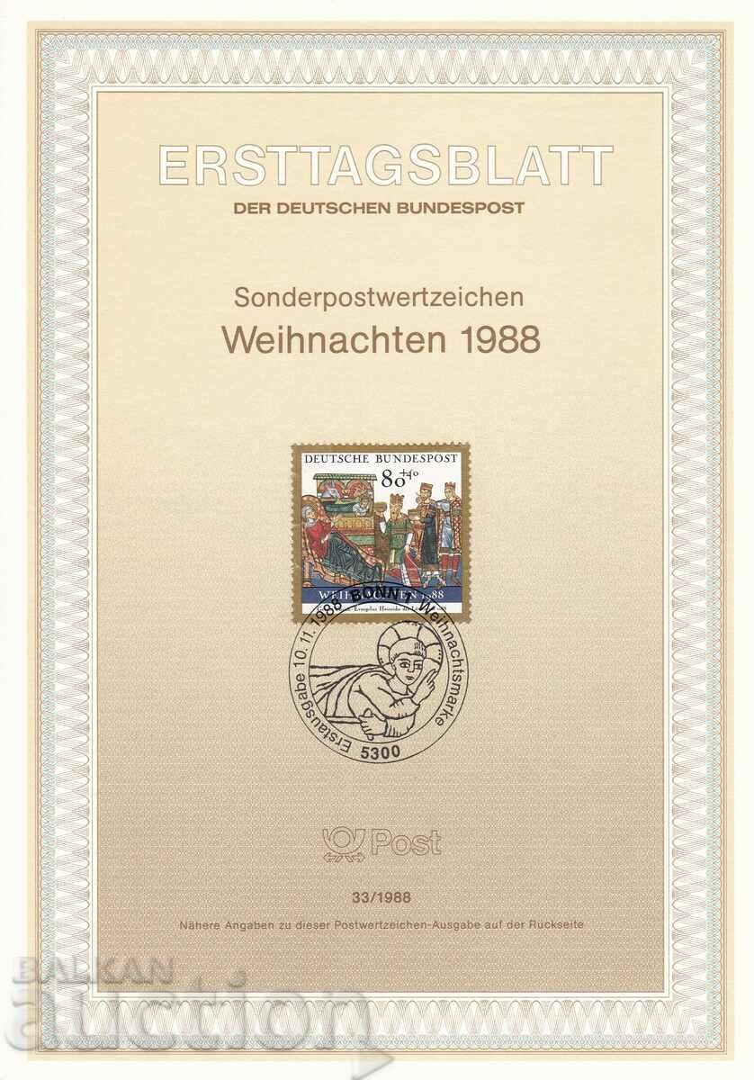 Ersttagsblatt Γερμανία Βόννη 1988 Φύλλο Πρώτης Ημέρας Νο. 33