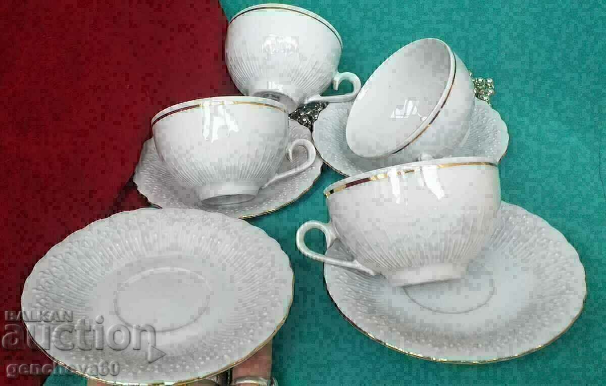 Cești de ceai/Razgrad din porțelan bulgar elegant, în relief - 5