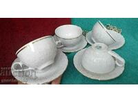 Stylish, embossed Bulgarian porcelain tea cups/Razgrad