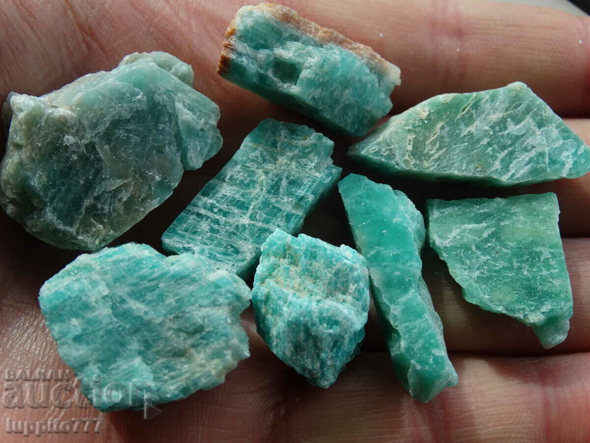 Auction 75 grams of natural amazonite 8 pieces lot Auction 75 grams of natural amazonite 8 pieces lot