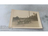 Photo A cart with two horses